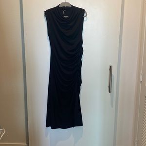 Anthropologie black ruched dress
